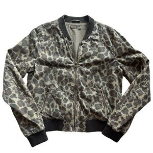Aritzia Talula Leopard Print Bomber Jacket with Ribbed Trim - Size M